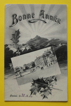 Ansichtskarte AK Genf / Bonne Anne / 1906 / Neujahrskarte – Neues Jahr – Platz – Gebäude